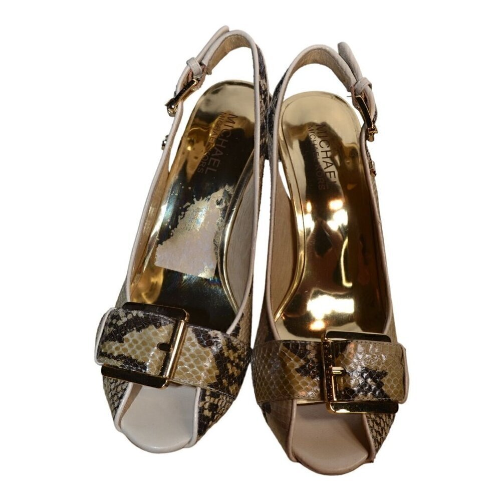 Michael Kors Women's Snake Print Peep Toe Slingback Heels-LT3104 - Picture 6 of 9